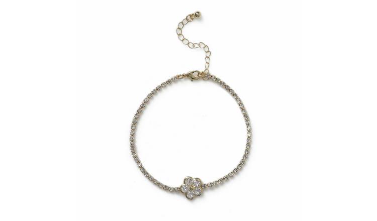 Liars & Lovers Stainless Steel Flower Charm Tennis Bracelet