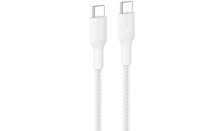 Belkin 2m 240W USB-C to USB-C Braided Cable - White