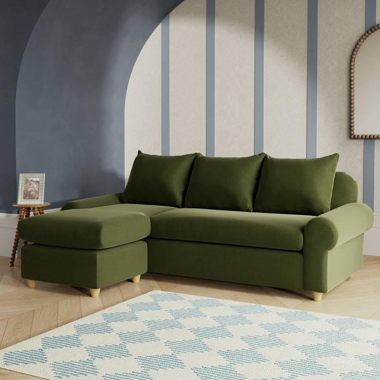 Habitat Whitby Reversible Chaise Sofa - Moss Green - Ash Leg 0