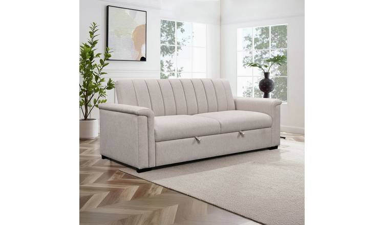 Dorel Charlotte Fabric 3 Seater Sofa Bed - Natural