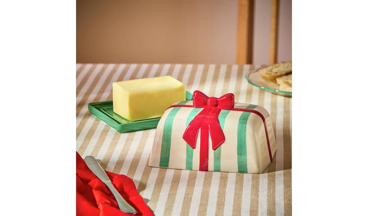 Argos Home Bow Stoneware Butter Dish - Green