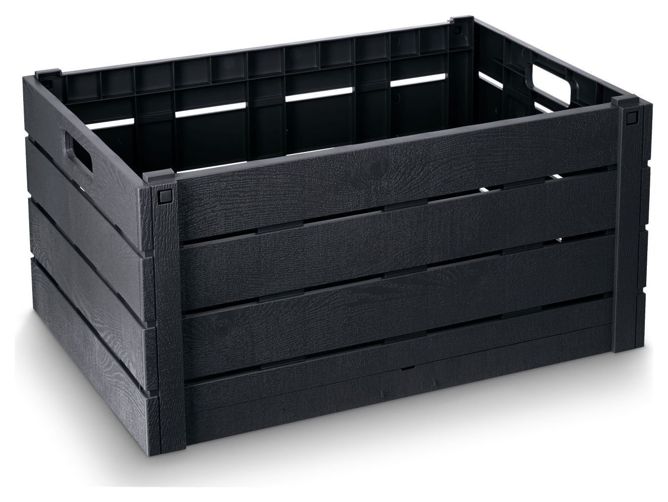 Strata 60 Litre Wood Effect Folding Crate - Charcoal