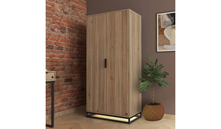 XR Living Denver 2 Door Wardrobe With App Controlled LED - Oak