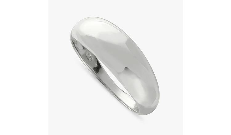 Revere Sterling Silver Plain Tapered Dome Ring - Small