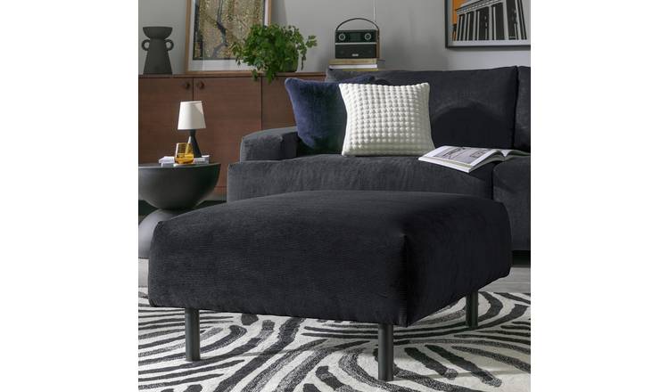 Habitat Julien Fabric Footstool - Charcoal