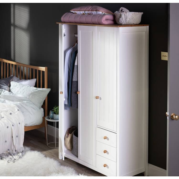 Argos Home Scandinavia 3 Door 3 Drawer Wardrobe -Pine &White 0