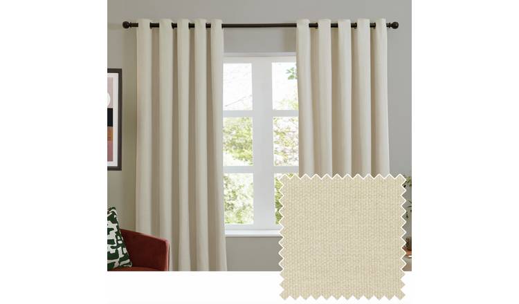 Furn Soft Chenille Blackout Eyelet Curtains - Natural - 229x229cm