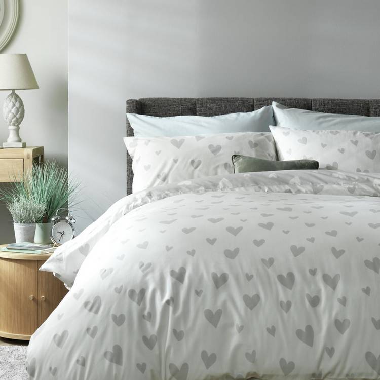 Argos Home Hearts Grey & White Bedding Set - King size 0