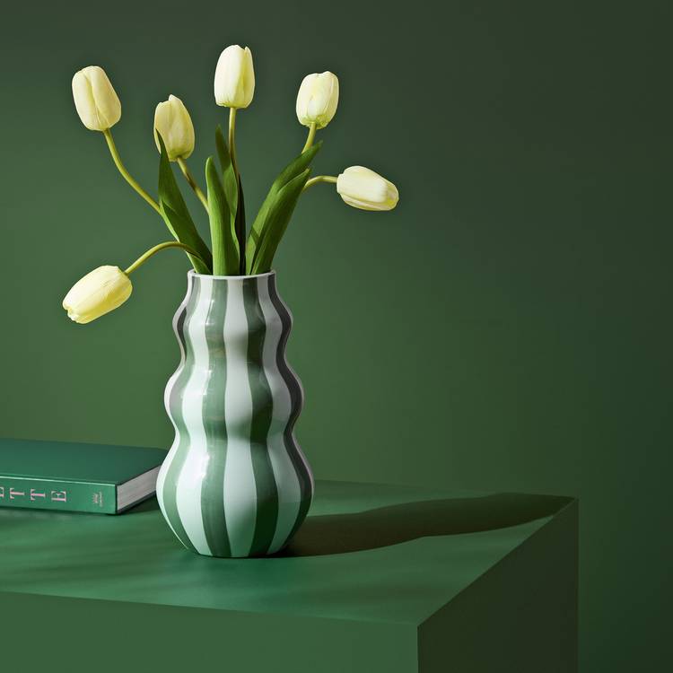 Habitat Stripe Ceramic Green Vase 0