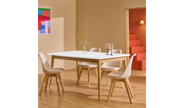 Habitat Sylas Solid Wood 4 Seater Dining Table - White