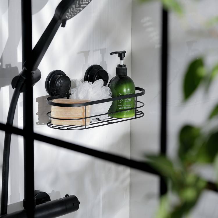 Argos Home Suction Cup Wire Shower Basket ? Black 0