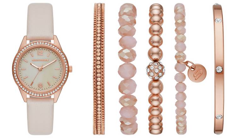 Skechers Women's Rose Gold-Tone Watch & Bracelet Gift Set