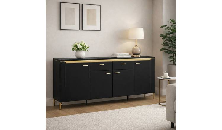 Furniture To Go Genoa 4 Door 2 Drawer Sideboard - Black