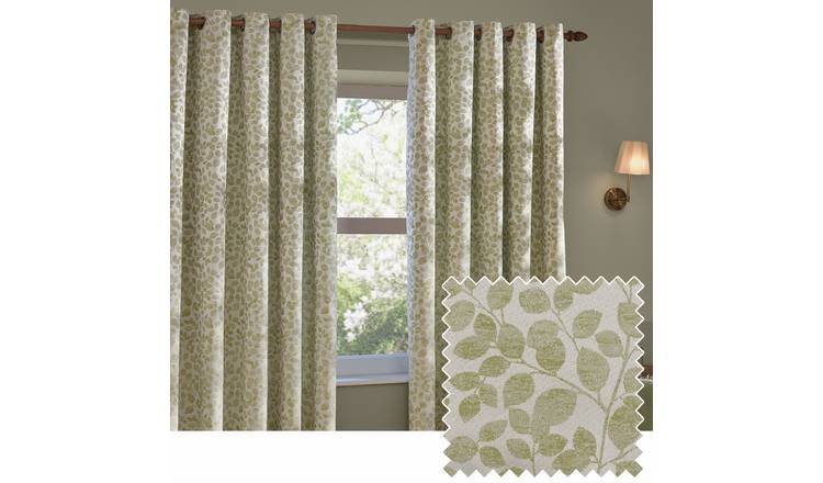 Wylder Grace Leaf Eyelet Curtains - Sage Green - 229x183cm