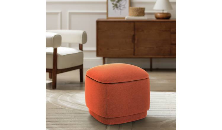 Habitat Polly Fabric Storage Footstool - Rust