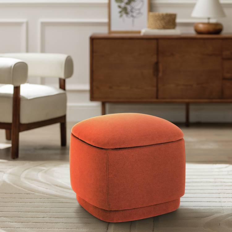 Habitat Polly Fabric Storage Pouffe - Rust 0