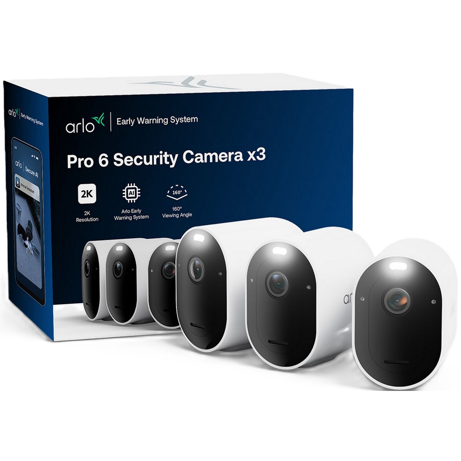 Arlo Pro 6 2K HDR Security Camera Pack of 3
