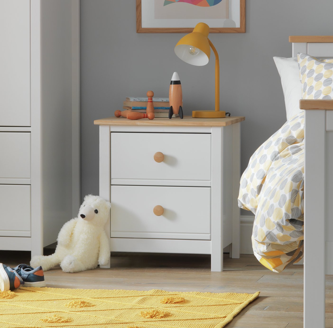 Habitat Brooklyn Bedside Table - White and Oak