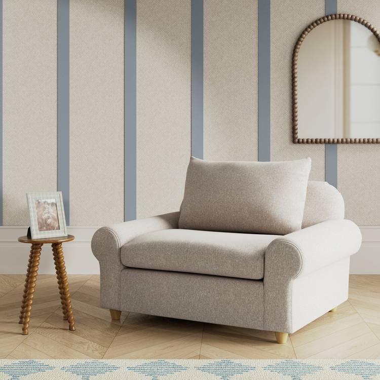 Habitat Whitby Fabric Cuddle Chair - Natural - Ash Leg 0