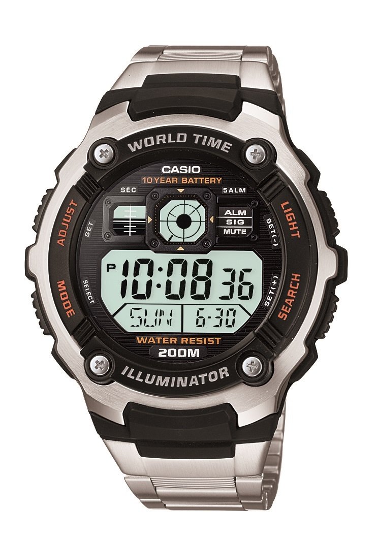 Casio Men's Digital World Time Black & Silver Bracelet Watch Review