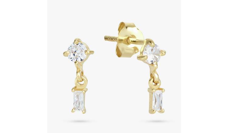 Revere Gold Plated Sterling Silver Drop Stud Earrings