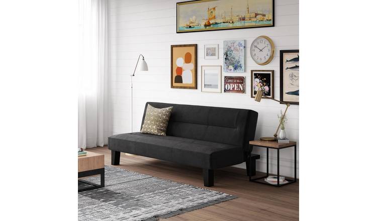 Dorel Kebo Velvet Futon Sofa Bed - Black