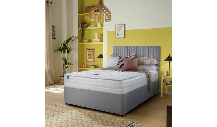 Silentnight Knightly 2000 Pkt Double Memory Divan Bed - Light Grey