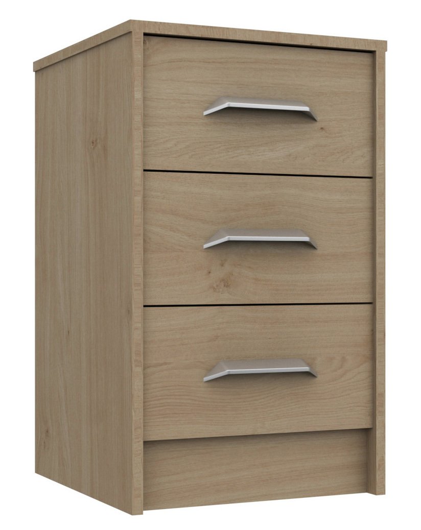 Ashdown 3 Drawer Bedside Table - Oak Effect