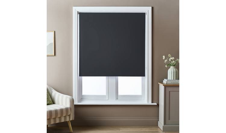Argos Home No Drill Twist Blackout Black Roller Blind - 60cm