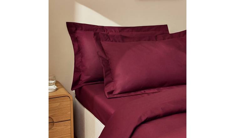 Habitat Cotton 200 TC Plain Burgundy Oxford Pillowcase Pair