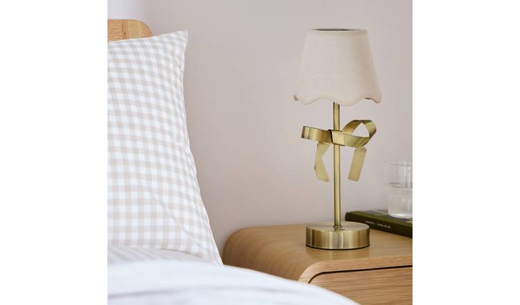 Bayswood Metal Bow Table Lamp - Cream & Antique Brass