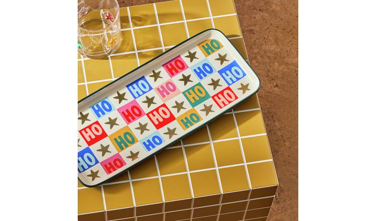 Habitat Ho Ho Ho Checkerboard Stoneware Platter