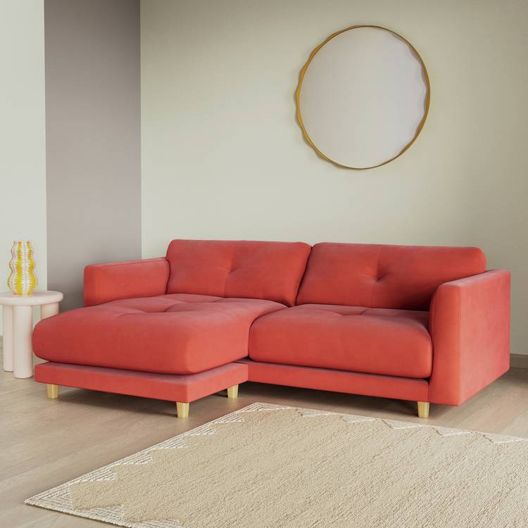 Habitat Emely Reversible Chaise Sofa - Papaya - Ash Leg 0