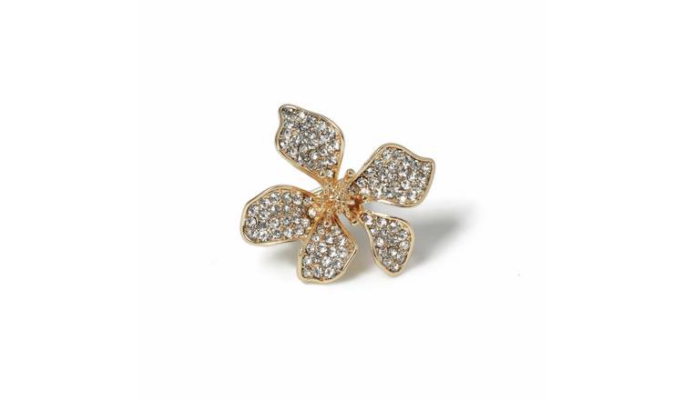 Freedom Gold Crystal Open Flower Ring - Small