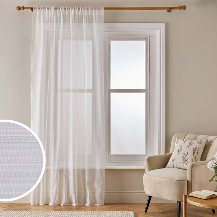 Argos Home Slot Top Sheer Voile Curtain - White - 140x137cm 0