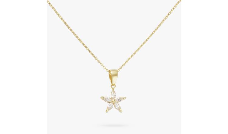 Revere 9ct Gold Plated Silver Marquise Star Pendant Necklace
