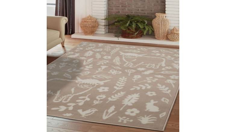 Homemaker Maestro Highland Cow Beige & White Short Pile Rug -120x170cm