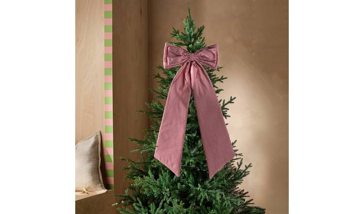 Habitat Extra Large Striped Bow Christmas Decoration