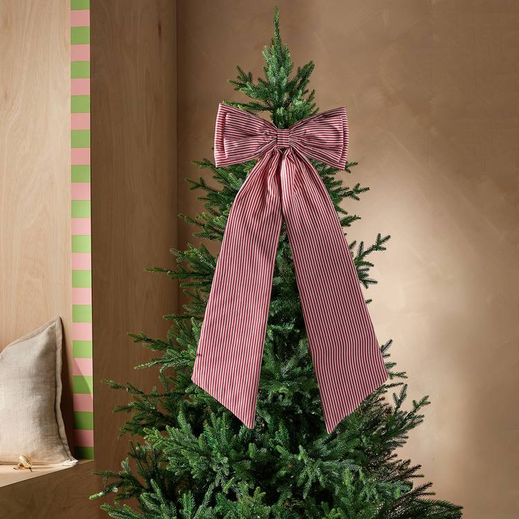 Habitat Extra Large Striped Bow Christmas Decoration 0