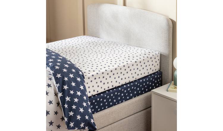 Argos Home Nursery Navy Star 2 Pack Fitted Sheet - Single
