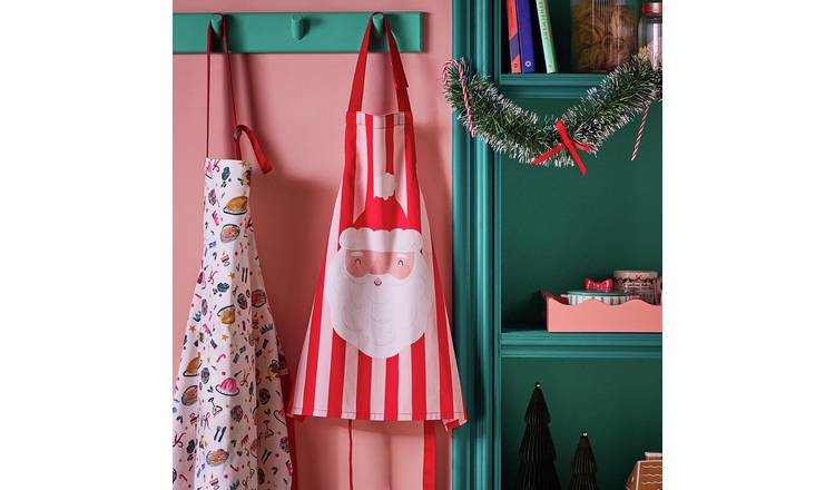 Argos Home Santa Striped Kids Apron - Red