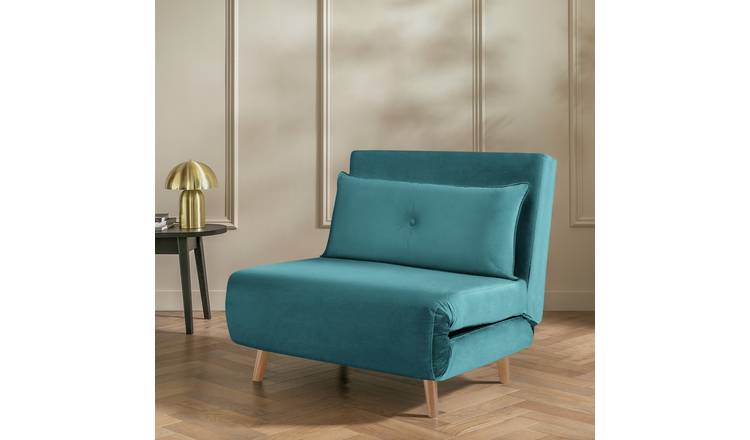 Habitat Roma Small Double Velvet Chairbed - Teal