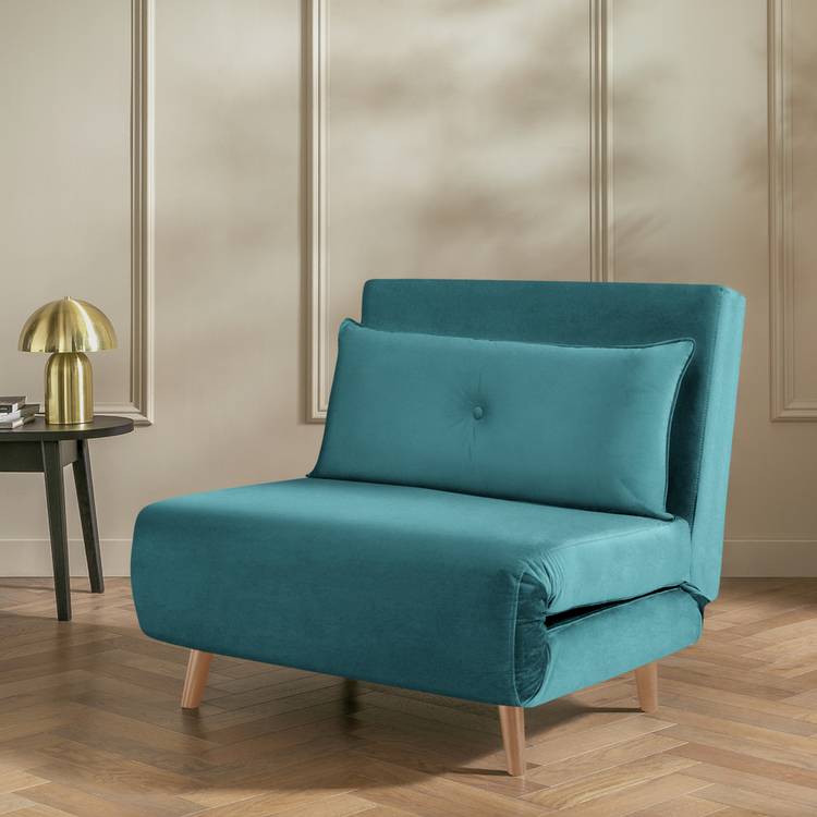 Habitat Roma Small Double Velvet Chairbed - Teal 0