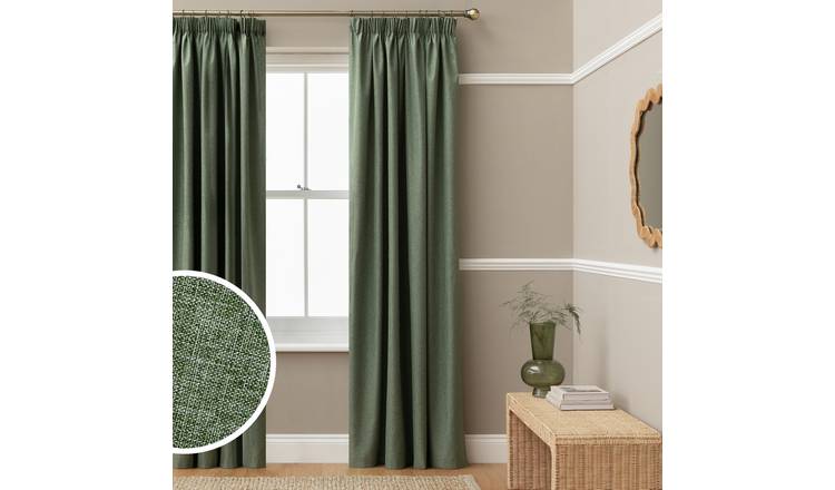 Habitat Blackout Pencil Pleat Curtain - Green - 229x229cm