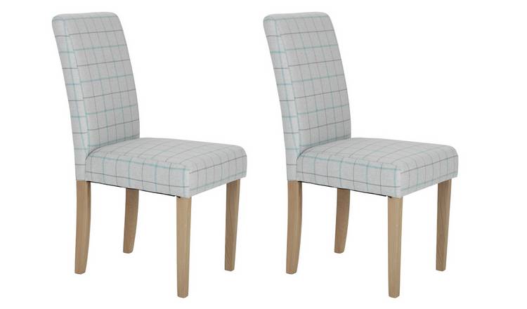 Buy Habitat Pair of Mid Back Dining Chairs - Light Grey Check | Dining
