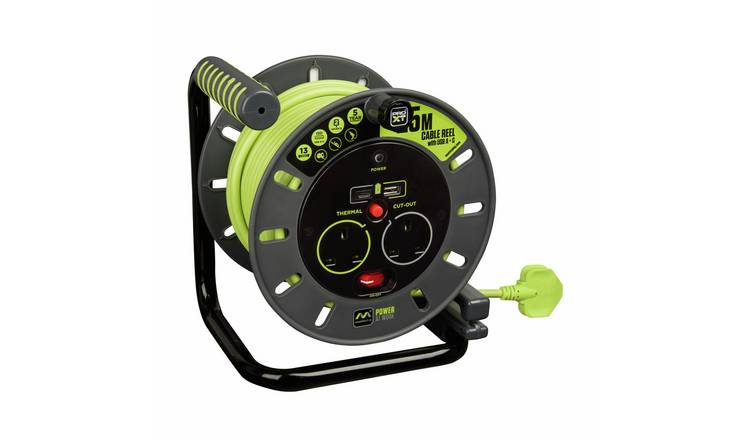 Masterplug Pro-XT 2 Socket 25m USB A and USB C Open Cable Reel