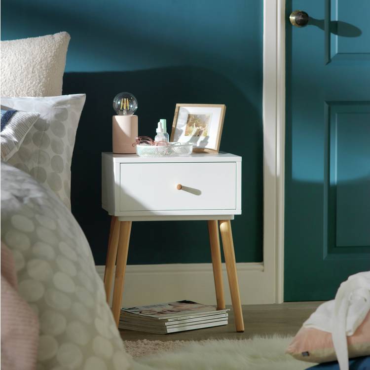 Habitat Otto 1 Drawer Bedside Table - White 0
