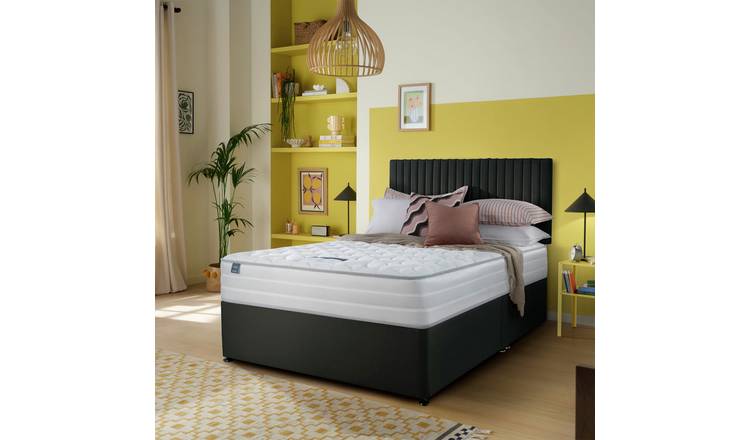Silentnight Knightly 2000 Pkt Double Memory Divan Bed - Charcoal