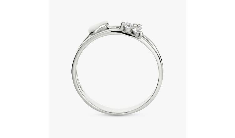 Revere Sterling Silver Heart Double Band Ring - Small