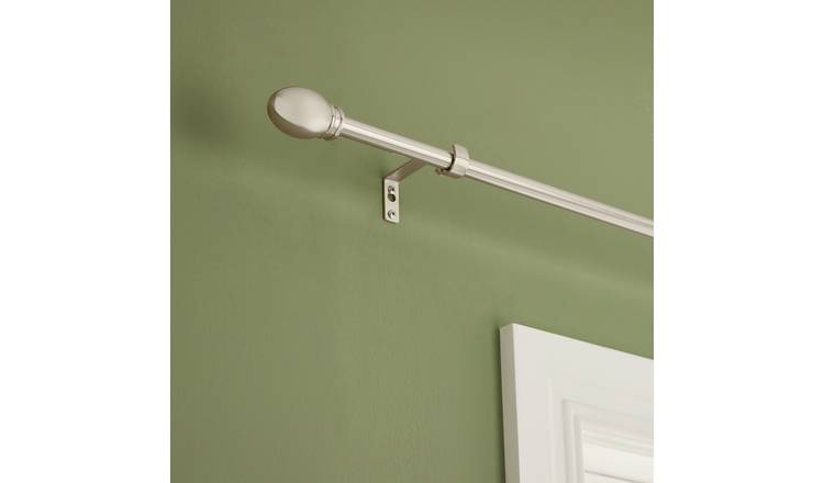 Argos Home Extendable Metal Pommel Satin Nickel Curtain Pole - 165 -300cm